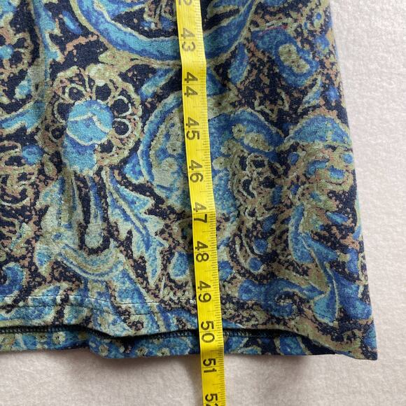 PERUVIAN CONNECTION Dress XS Paisley Midi Cap Sleeve Stretch Pima Cotton Blue - Picture 12 of 13